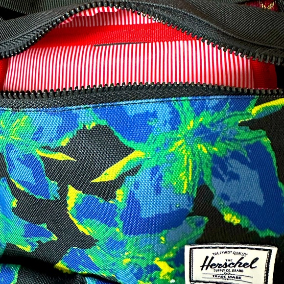 HERSCHEL SUPPLY FIFTEEN (BLACK/NEON FLORAL) CANVAS FANNY HIP PACK  NWOT - Picture 6 of 9